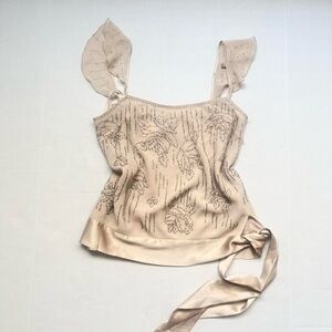 Vintage express beaded silk top